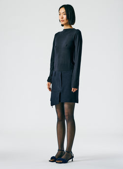 Boiled Wool Mini Skirt Midnight Navy-02