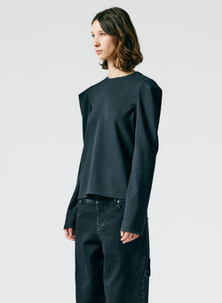 Chalky Drape Square Sleeve Long Sleeve Top Black-02