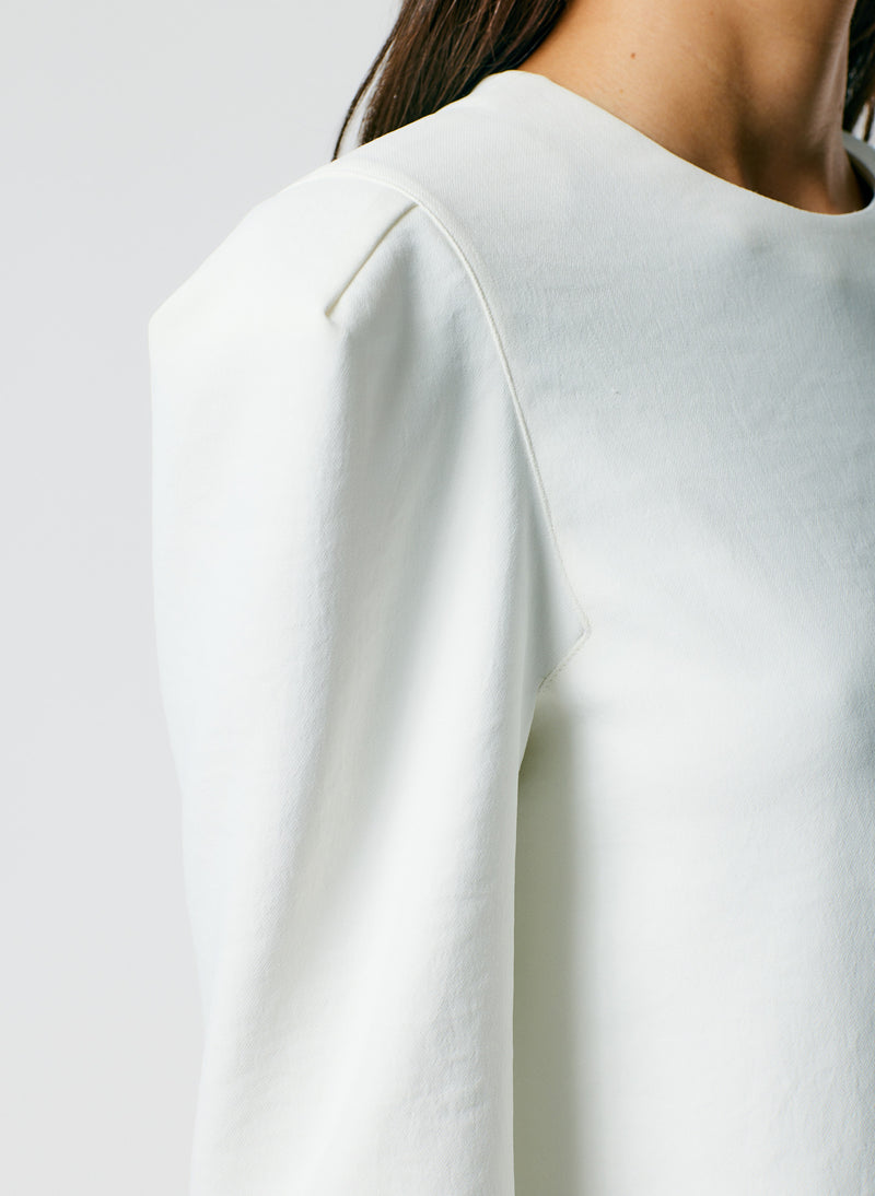 Chalky Drape Square Sleeve Long Sleeve Top White-04