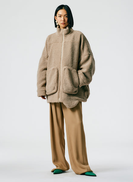 Cozy Fleece Cubic Zip Up Bomber – Tibi Official
