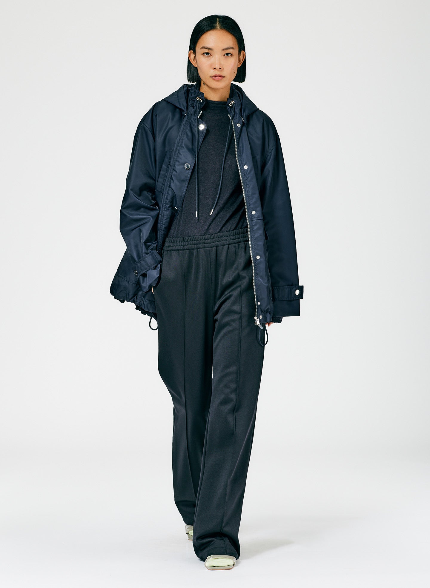 Eco Nylon Anorak with Removable Hood - Midnight Navy-01