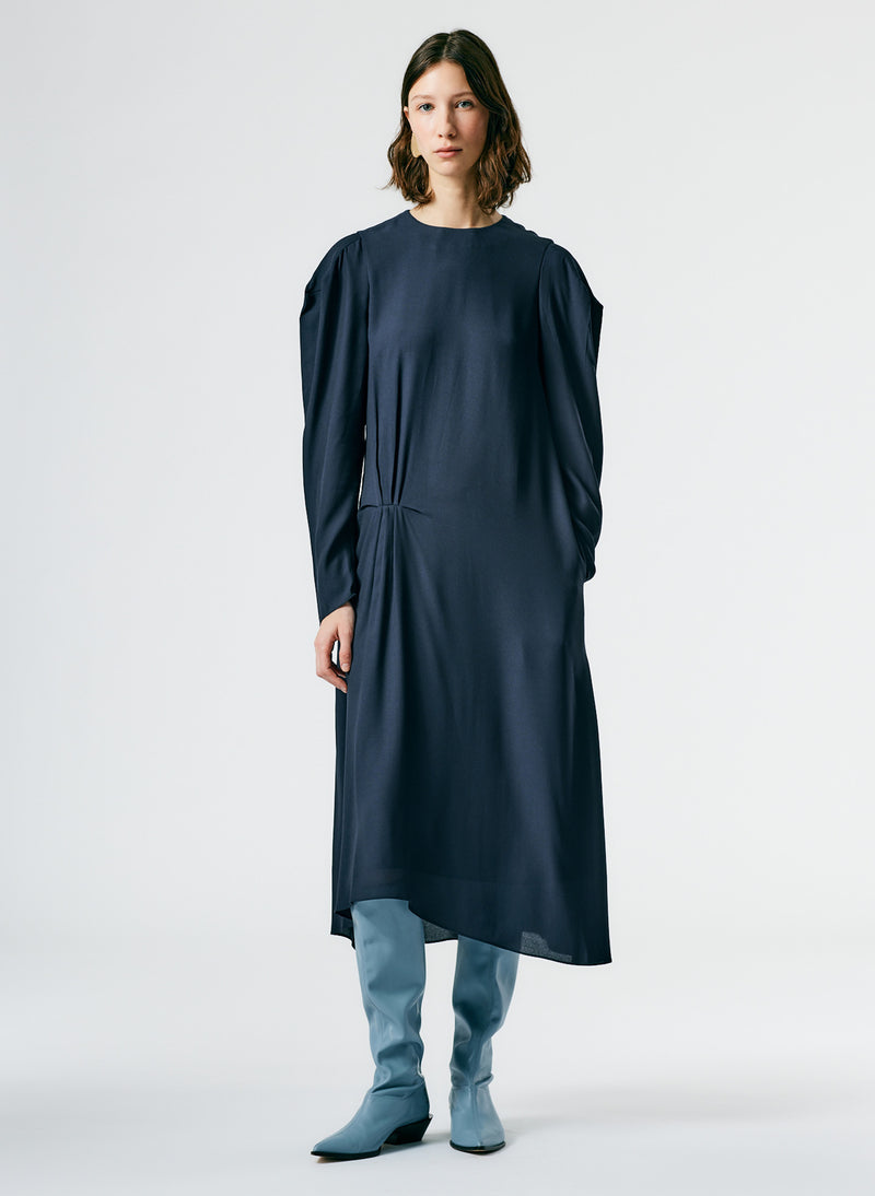 Feather Weight Eco Crepe Dress Midnight Navy-04