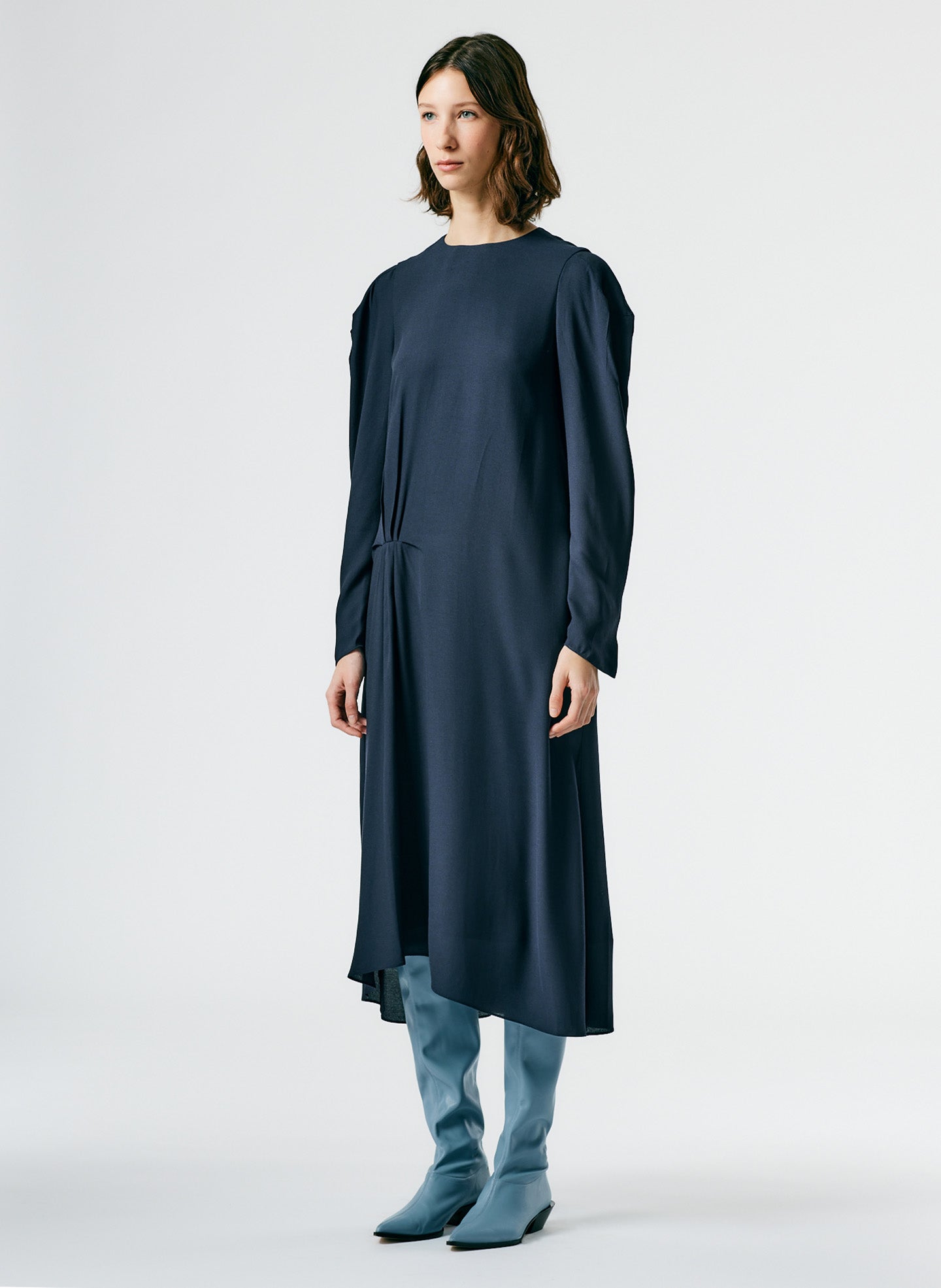 crepe dress Tibi - Gathered Crepe de Chine Midi Dress