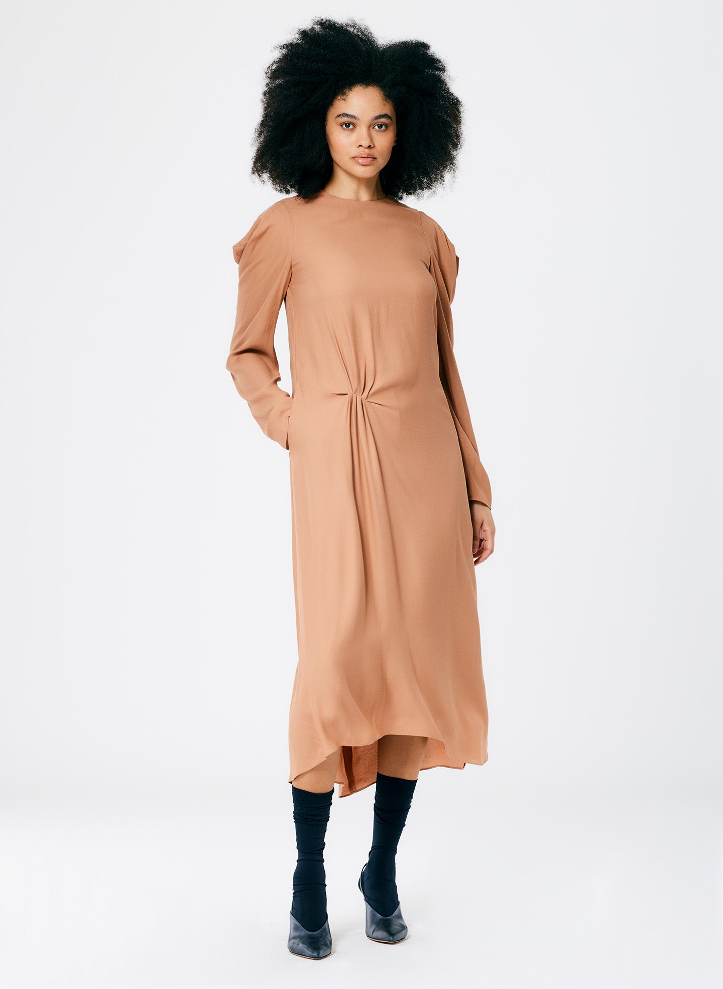 Feather Weight Eco Crepe Dress - Sunset Tan-1