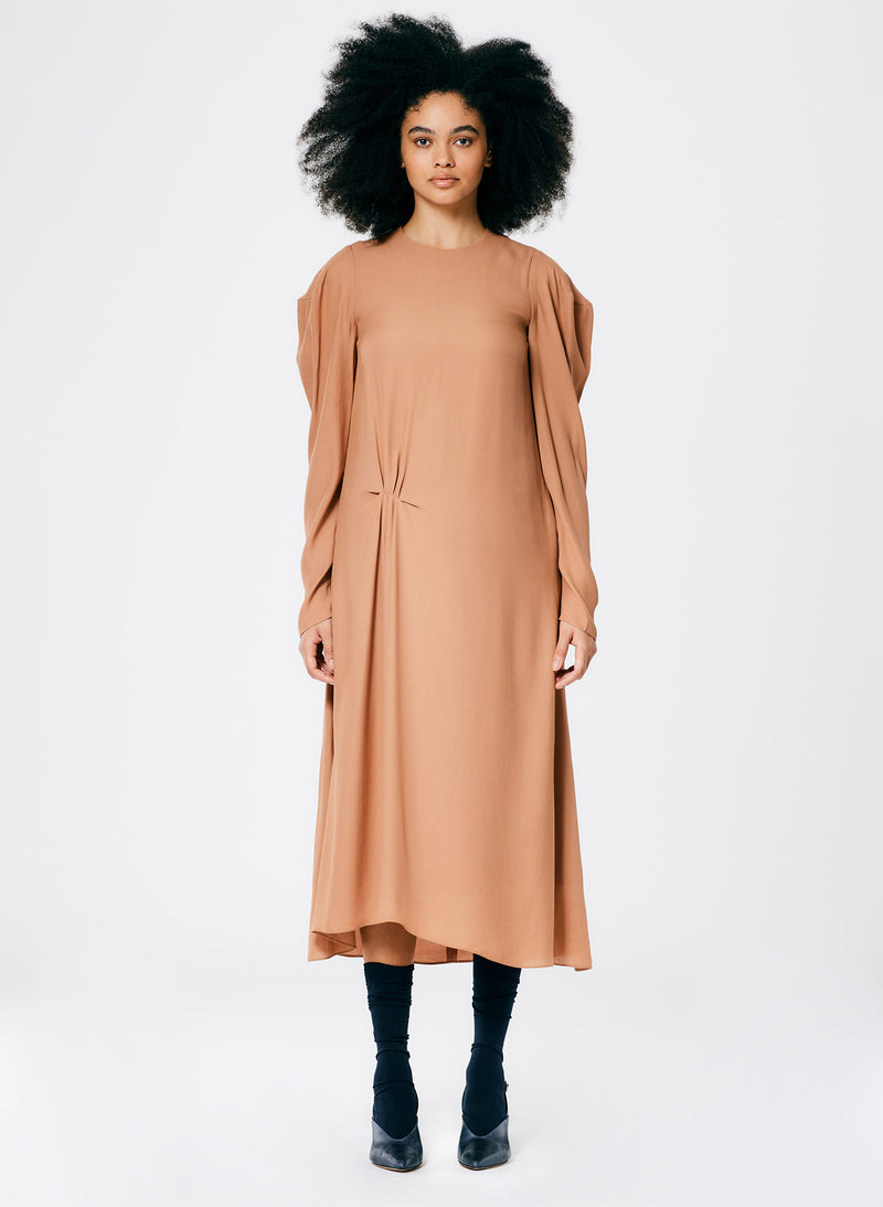 Feather Weight Eco Crepe Dress Sunset Tan-2