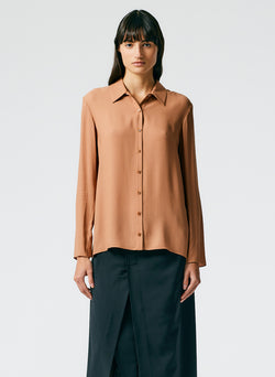 Feather Weight Eco Crepe Slim Shirt Sunset Tan-04