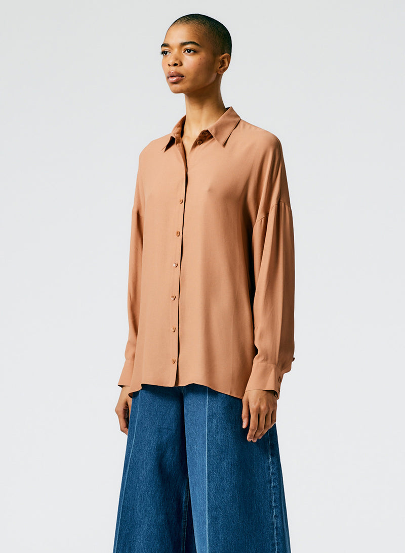 Feather Weight Eco Crepe Oversized Shirt – Tibi Official