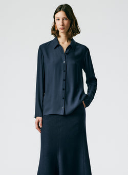 Feather Weight Eco Crepe Slim Shirt Midnight Navy-03
