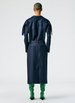 Superfine Wool Midi Trouser Skirt Navy-03