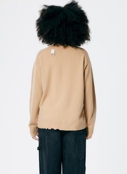 Soft Lambswool Cutout Neckband Pullover Sand-4