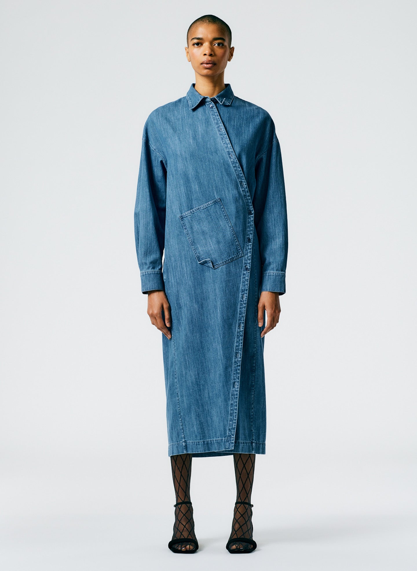 Lightweight Stone Wash Denim Shirtdress Tibi Official Lightweight Stone Wash Denim Shirtdress Tibi Official