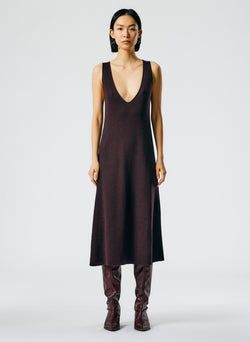 Organic Cotton Tencel V-Neck Cami Dress Burnt Brown-01