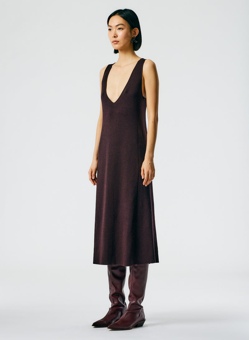 Organic Cotton Tencel V-Neck Cami Dress Burnt Brown-02