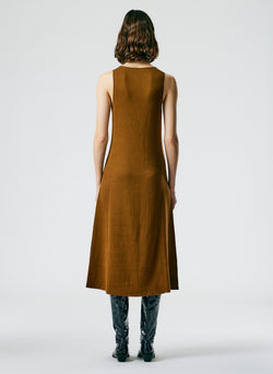 Organic Cotton Tencel V-Neck Cami Dress Dark Mustard-03
