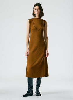 Organic Cotton Tencel V-Neck Cami Dress Dark Mustard-06