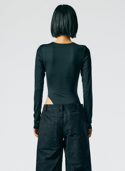 Stretch Cut Out Bodysuit Black-03