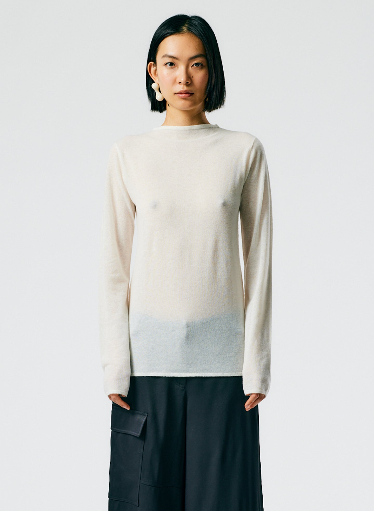 Skinlike Mercerized Wool Soft Sheer Pullover