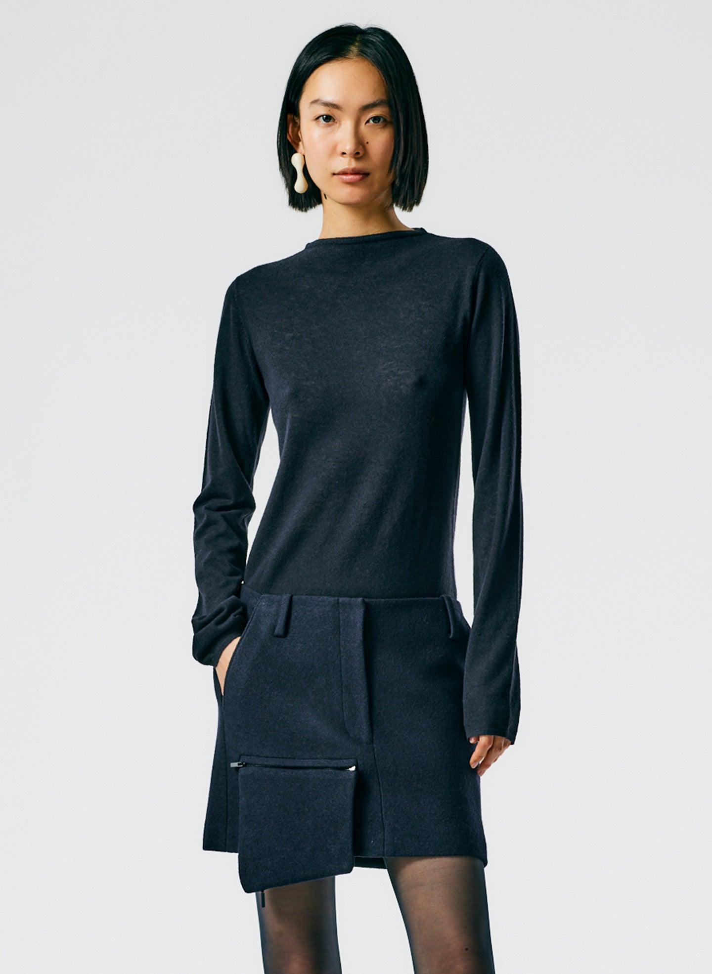 Skinlike Mercerized Wool Soft Sheer Pullover - Black-04