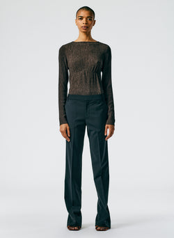Tropical Wool Elfie Trouser with Slits - Regular Black-01