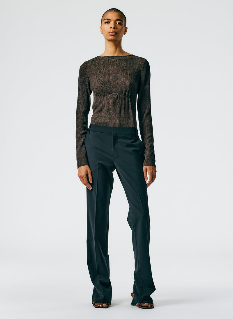 Tropical Wool Elfie Trouser with Slits - Petite Black-04