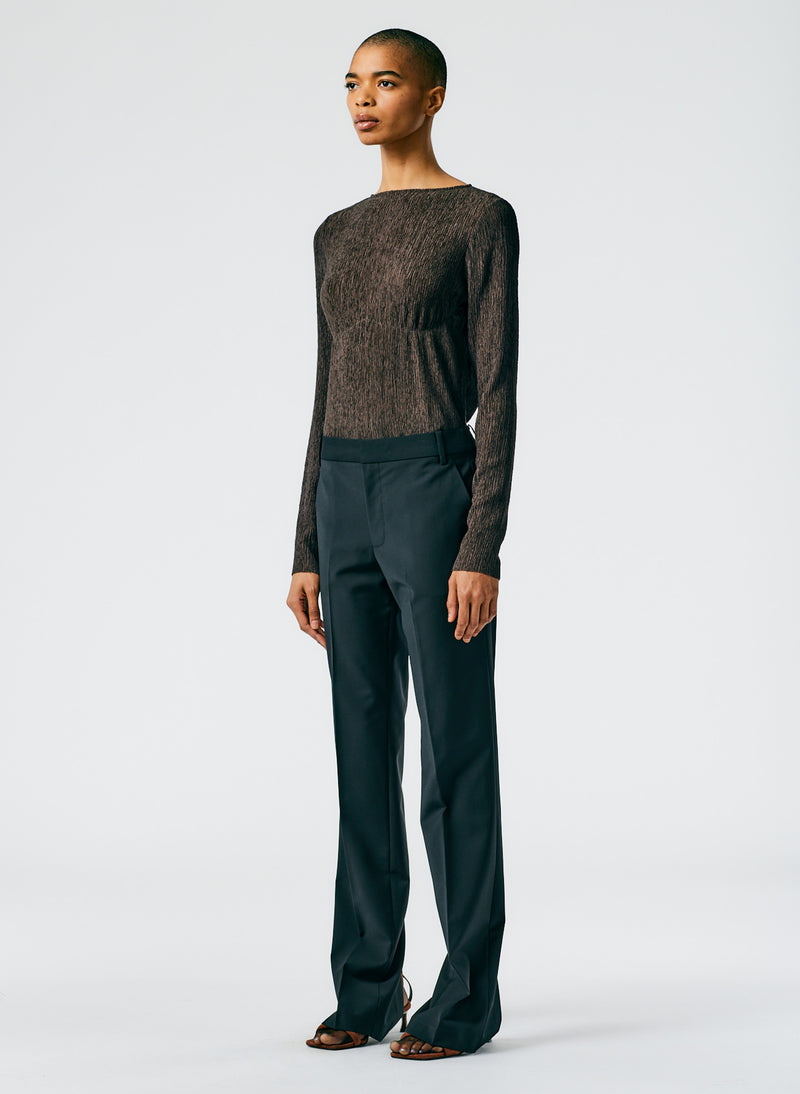 Tropical Wool Elfie Trouser with Slits - Regular Black-02