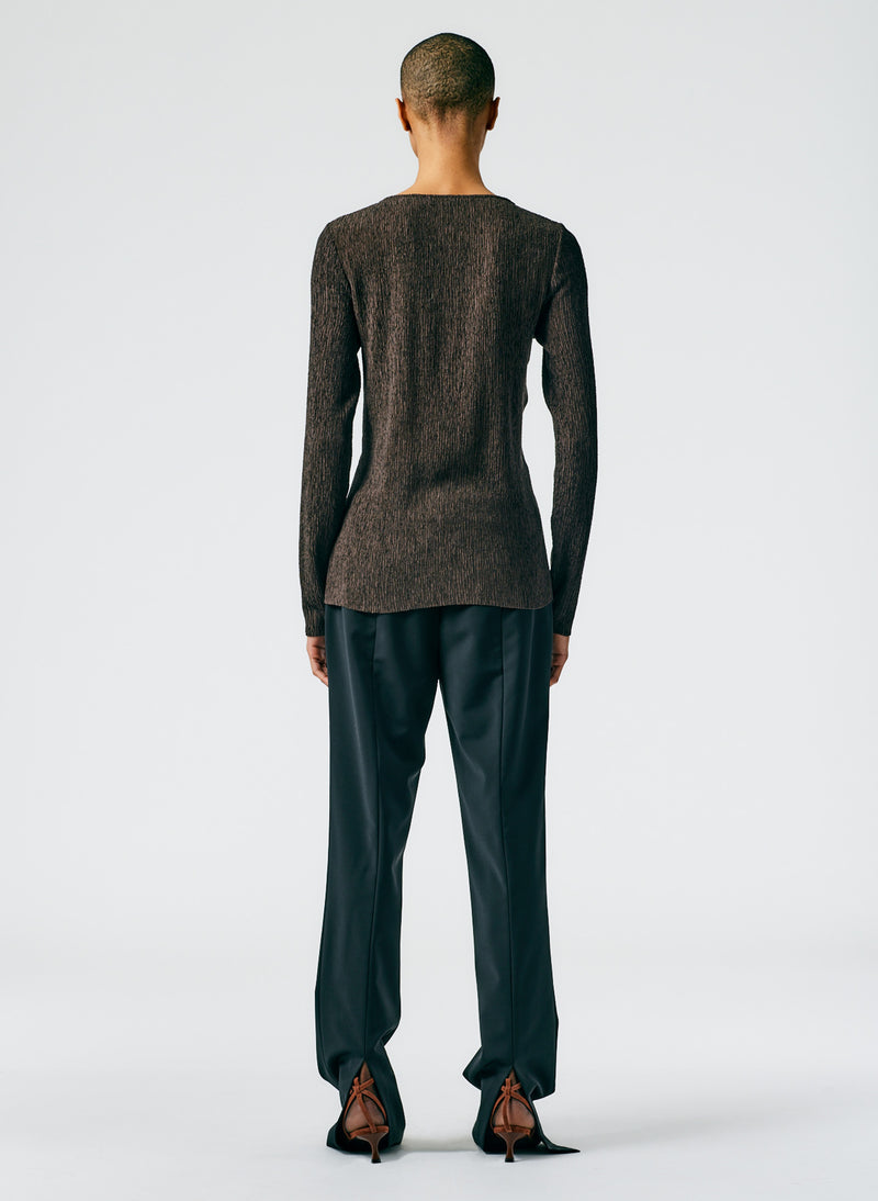 Tropical Wool Elfie Trouser with Slits - Regular Black-04