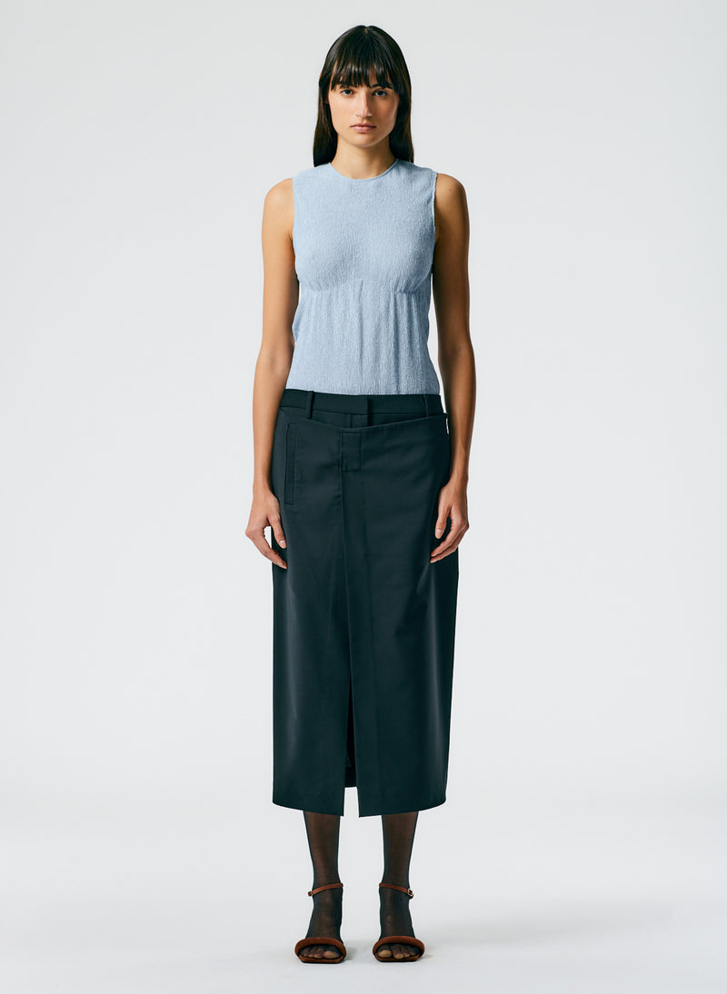Tropical Wool Wrap Trouser Skirt Black-01