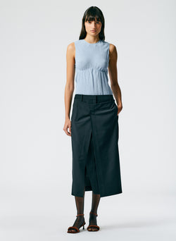Tropical Wool Wrap Trouser Skirt Black-04
