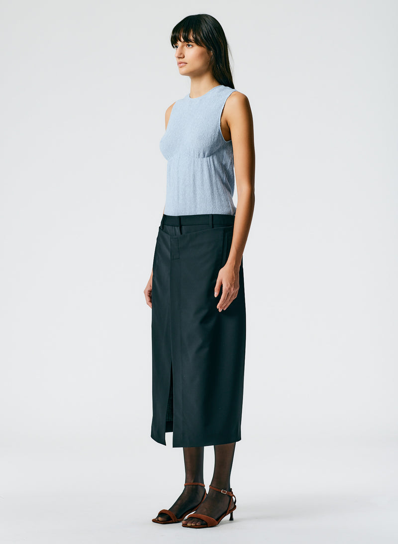 Tropical Wool Wrap Trouser Skirt Black-02