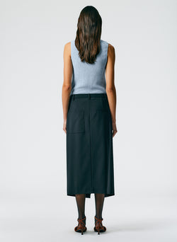 Tropical Wool Wrap Trouser Skirt Black-03