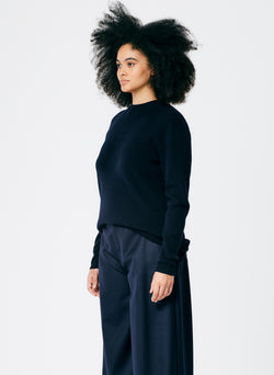 Anna Merino Wool Hole At Back Pullover Dark Navy-3