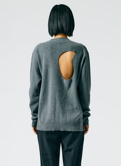 Anna Merino Wool Hole At Back Pullover Heather Grey-03