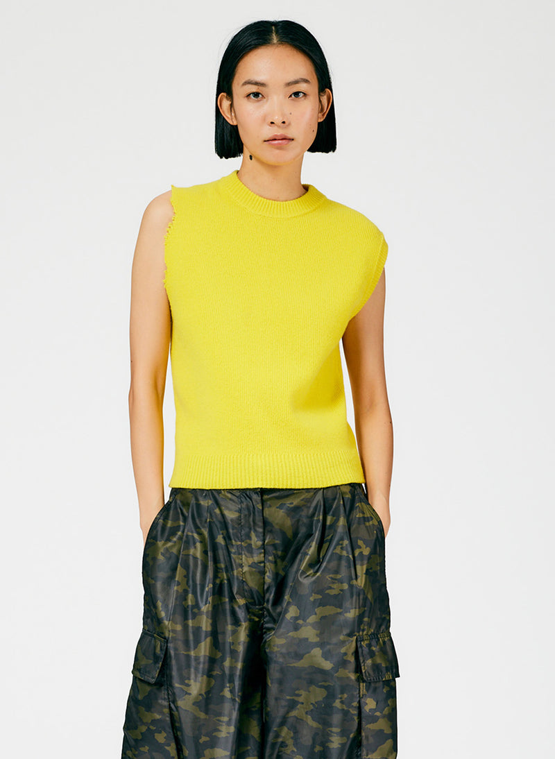 Anna Merino Wool Minime Distressed Vest Bright Yellow-01