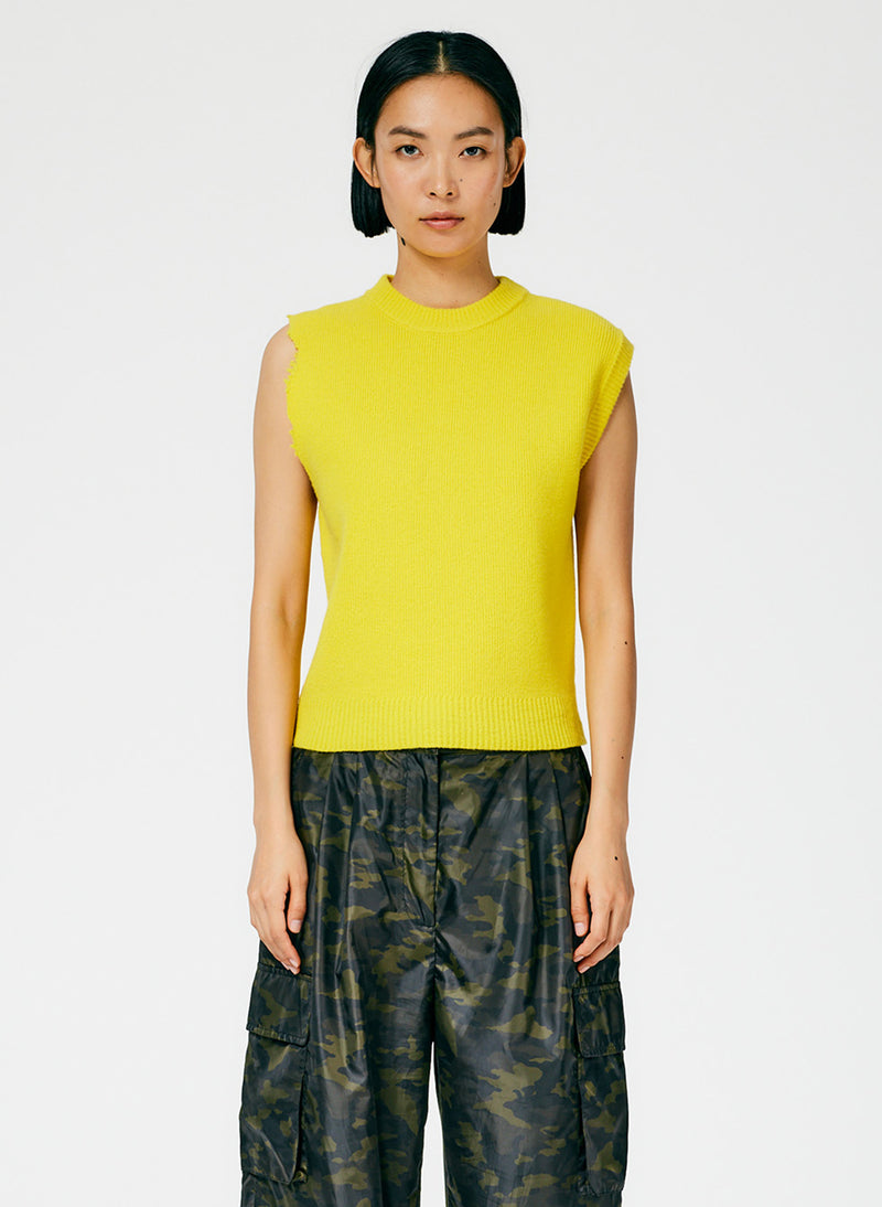 Anna Merino Wool Minime Distressed Vest Bright Yellow-03