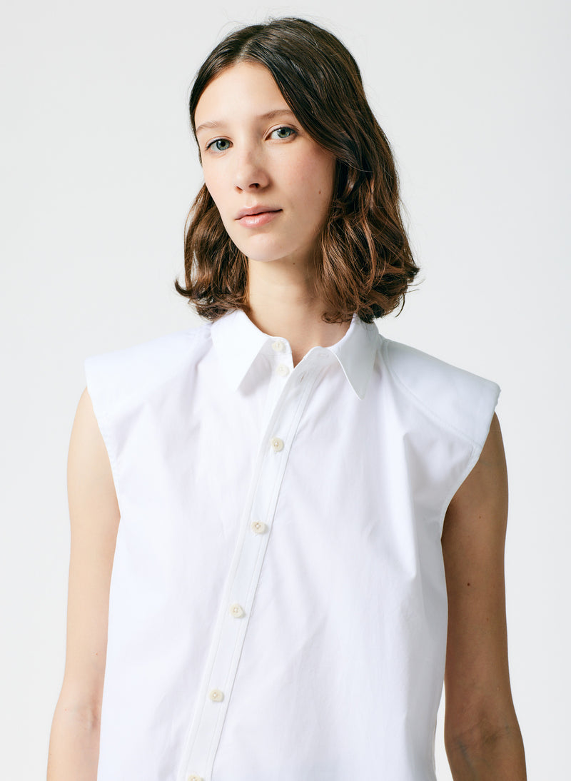 Eco Shirting Sleeveless Shoulderpad Shirt White-04