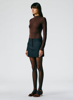 Heavy Wool Plainweave Mini Trouser Skirt Black-3