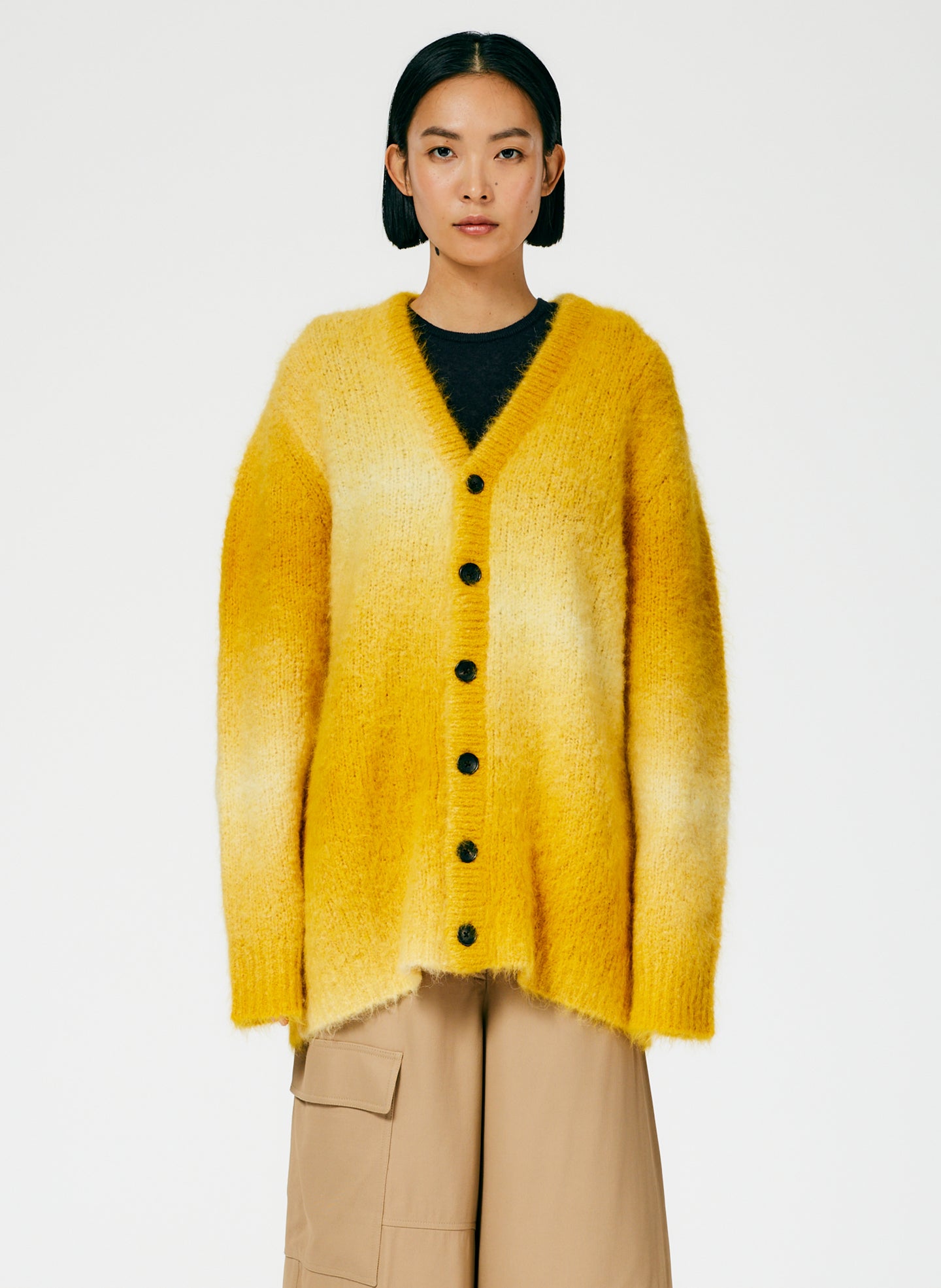 Ombre Superfine Alpaca Grandpa Cardigan - Yellow Multi-01