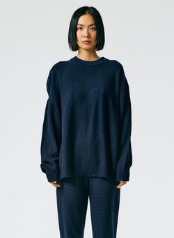 Recycled Cashmere Carre Crewneck Pullover Navy-02