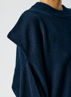 Recycled Cashmere Carre Crewneck Pullover Navy-05