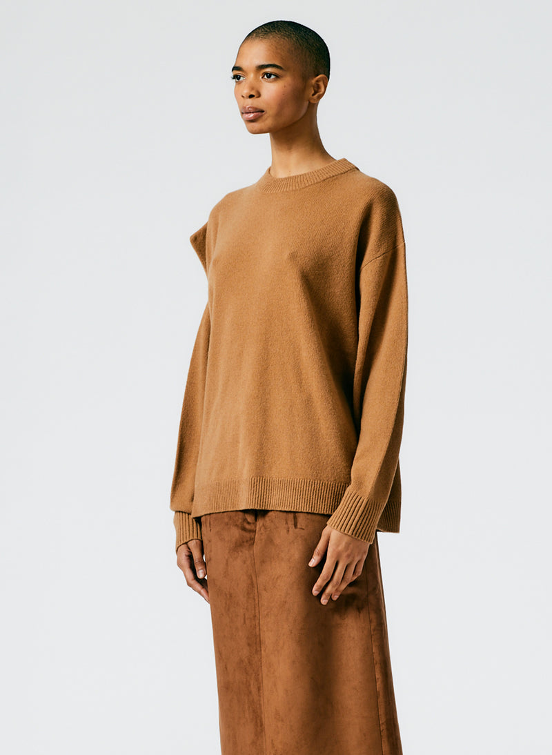 Recycled Cashmere Carre Crewneck Pullover Caramel-03