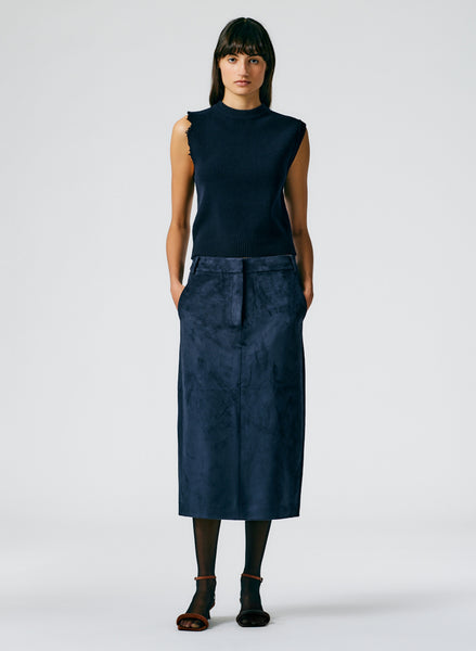 【TIBI】 NAVY stretch jumper-skirt ワンピース Boiled Wool Mini Skirt – Tibi Official