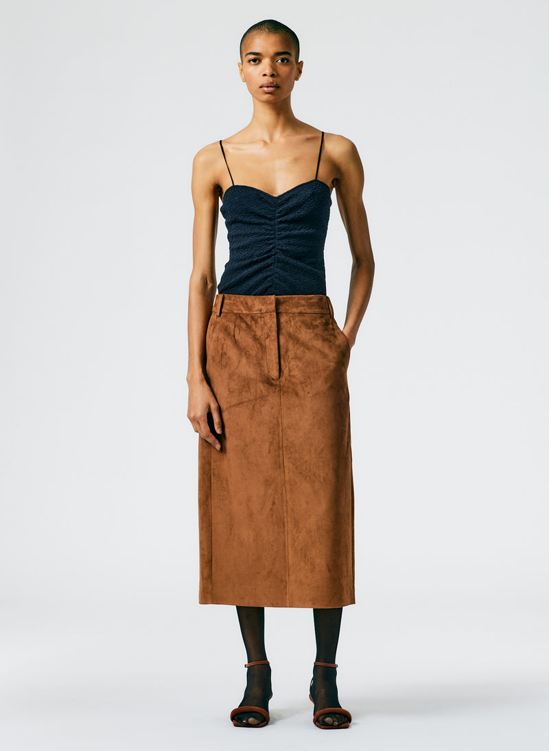 Ultrasuede Midi Trouser Skirt Brown Rust-04
