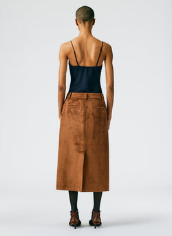 Ultrasuede Midi Trouser Skirt Brown Rust-03