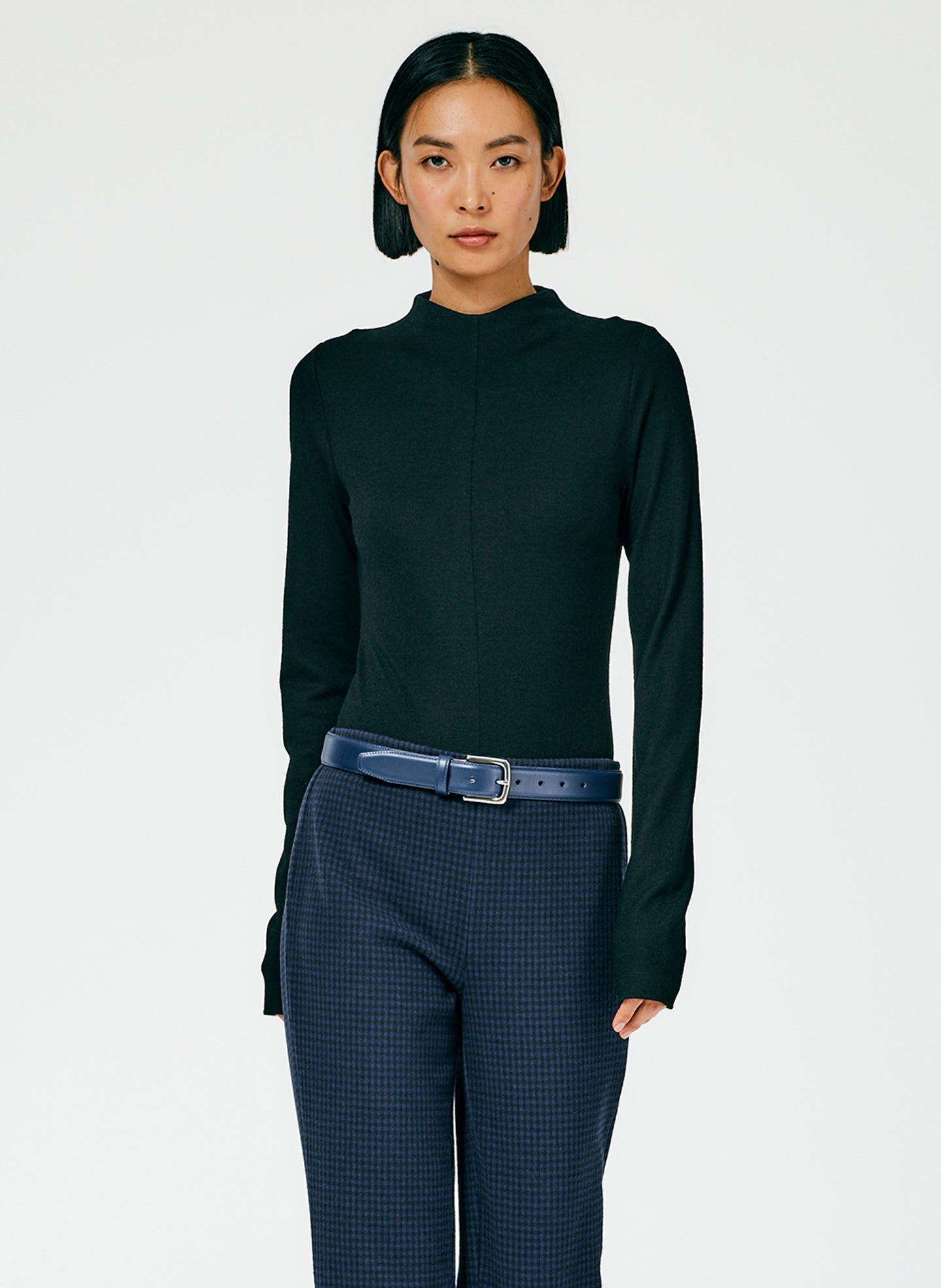 Wool Jersey Funnelneck Bodysuit - Black-01