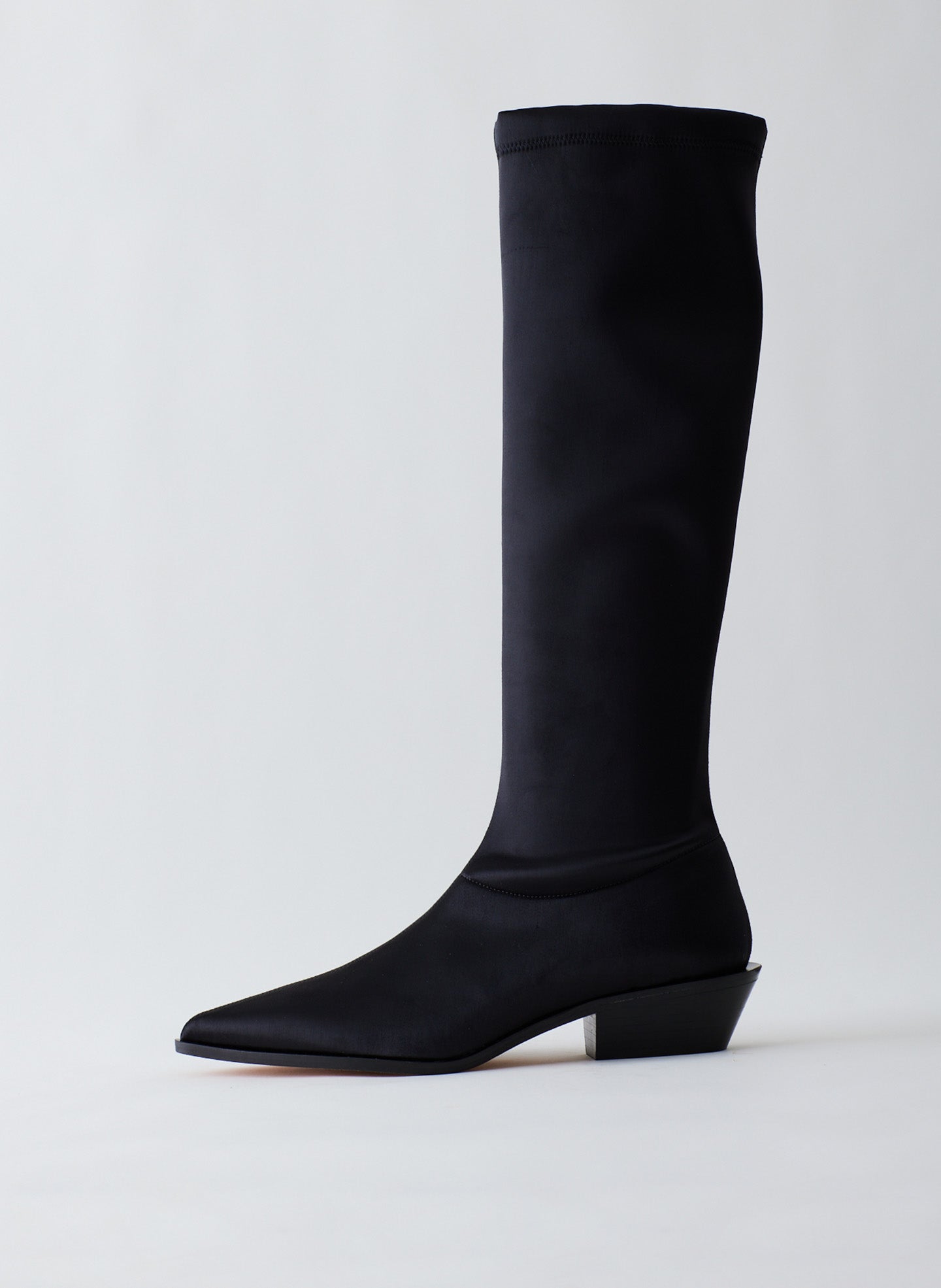 Satin Stretch Bronson Boot - Narrow Calf - Black-01