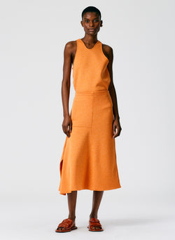Speckled Knit Asymmetrical Flare Skirt Orange-04