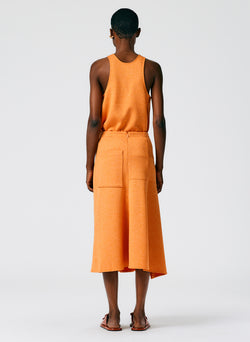 Speckled Knit Asymmetrical Flare Skirt Orange-03