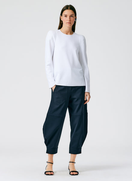 Structured Crepe Sculpted Shoulder Top – Tibi Official