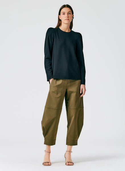 Structured Crepe Sculpted Shoulder Top – Tibi Official