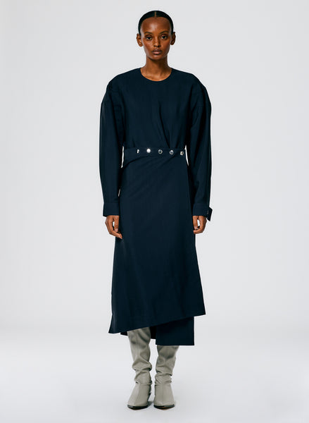 Viscose Plainweave Asymmetric Flap Snap Dress – Tibi Official